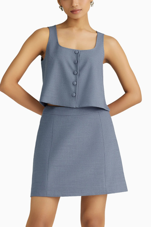 Blue Suiting Mini Skirt