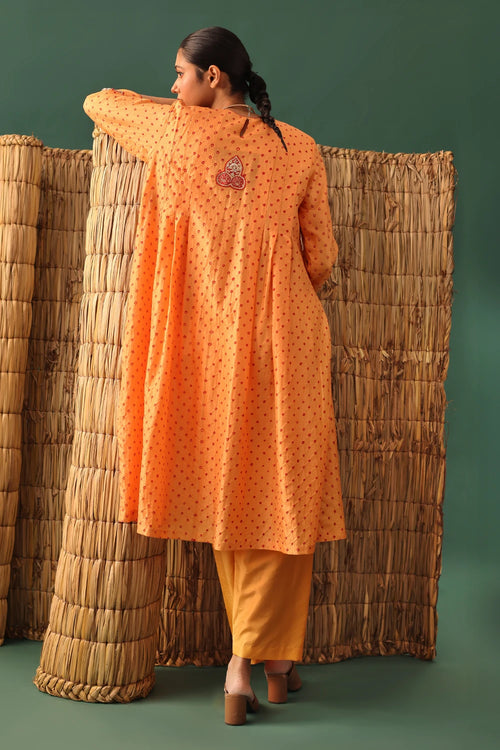 Orange Bandhani Zardozi Suit Set