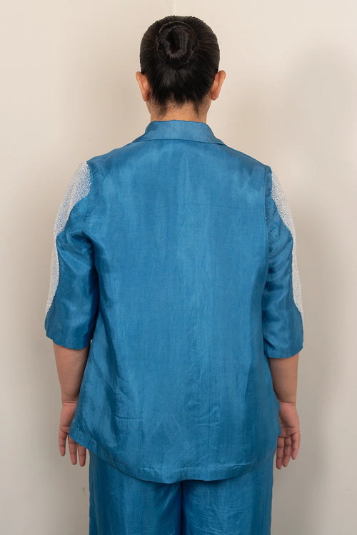 Blue Crystal Shirt And Trousers Set