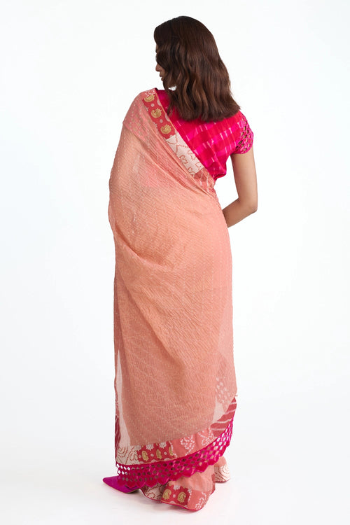 Bandhani Chanderi Saree