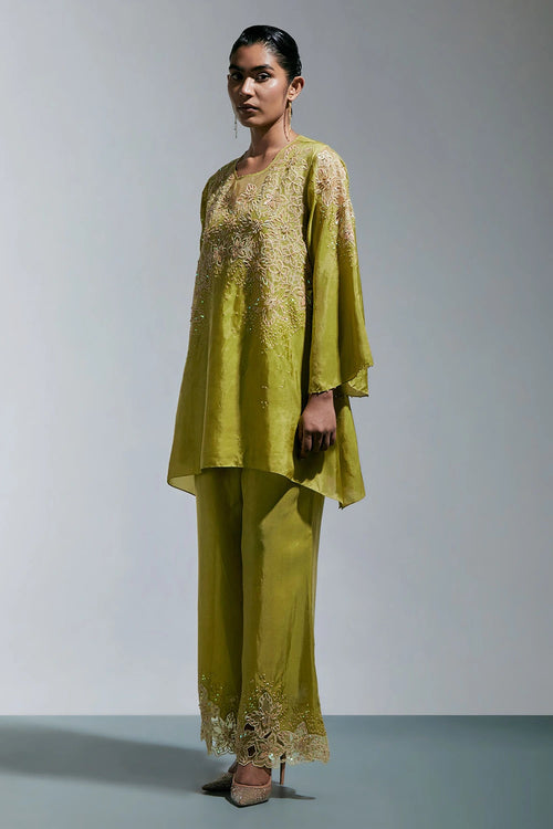 Henna Floral Threadwork Silk Co-ord Set