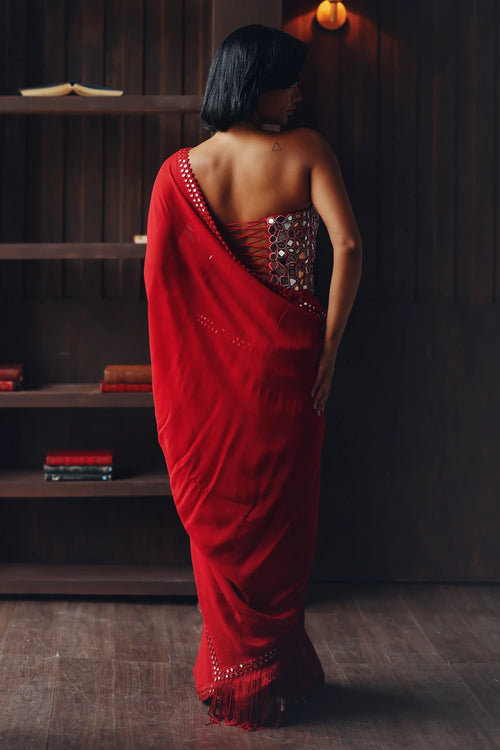 Georgette Scalopped Saree