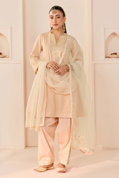 Reem Carnation Pink Short Choga with Dogri Salwar and Dupatta