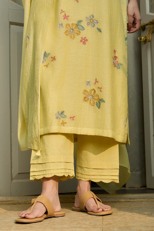 Lemon Embroidered Bloom Kurta Set
