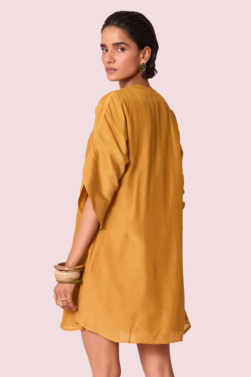 Zarah Yellow Embroidered Dress