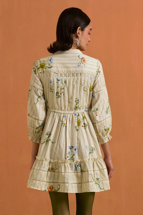 Ivory Verdant Mini Stripe Dress