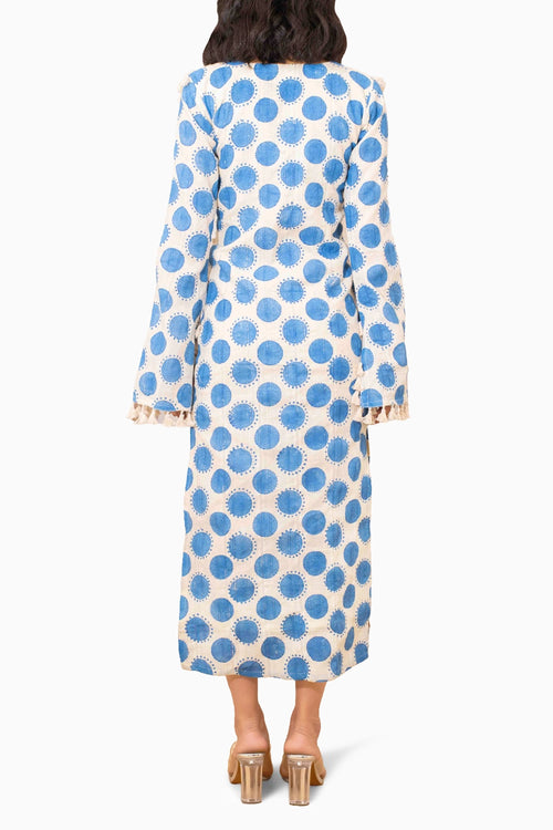 Santorini Blue Polka Dot Lace Work Dress