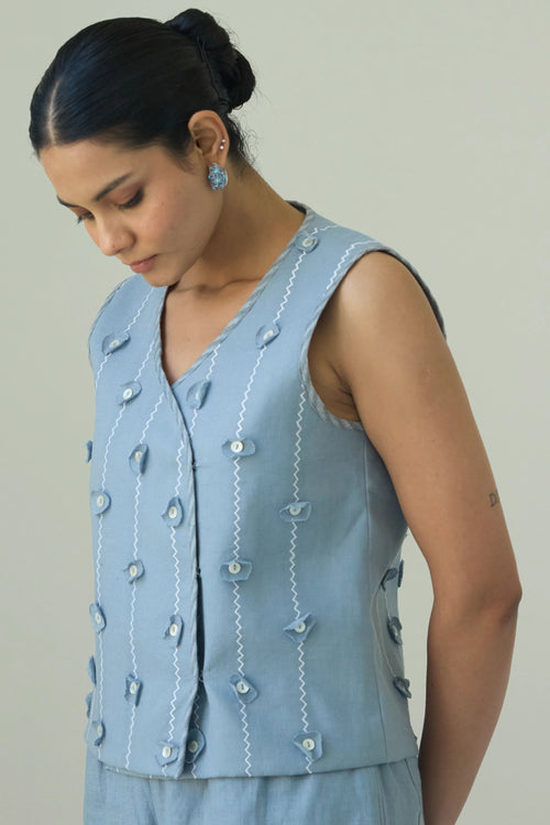 Bree Blue Vest Coat