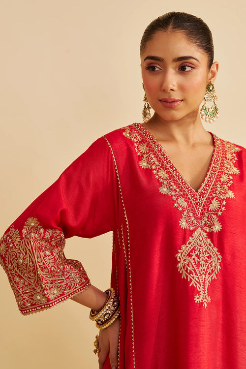 Niyah Red Short Chauga with Salwar