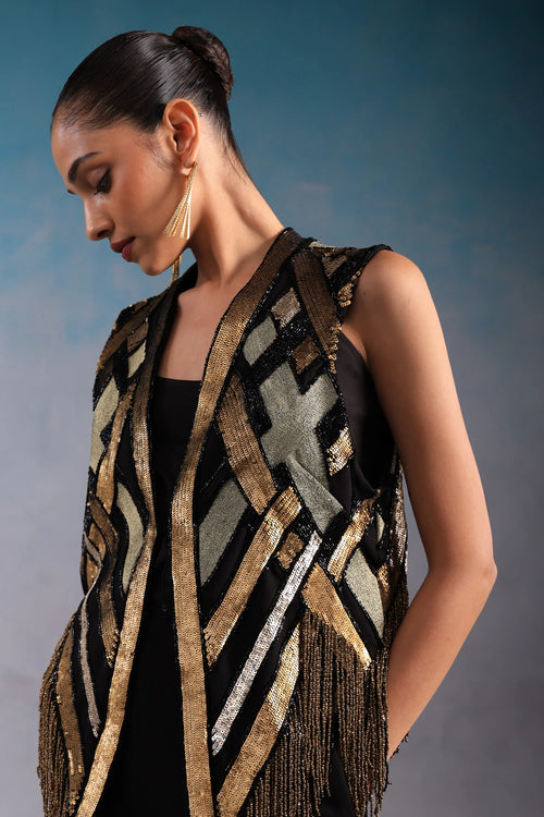Black and Gold Gatsby Waistcoat