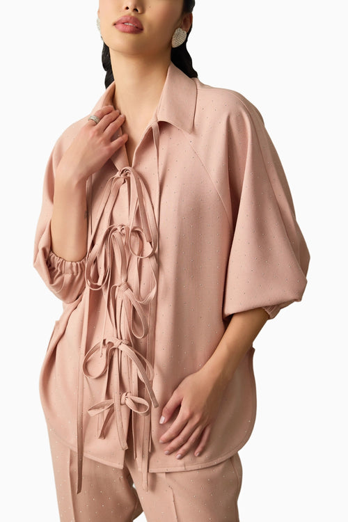 Blush Luxe Tie-Front Co-ord Set