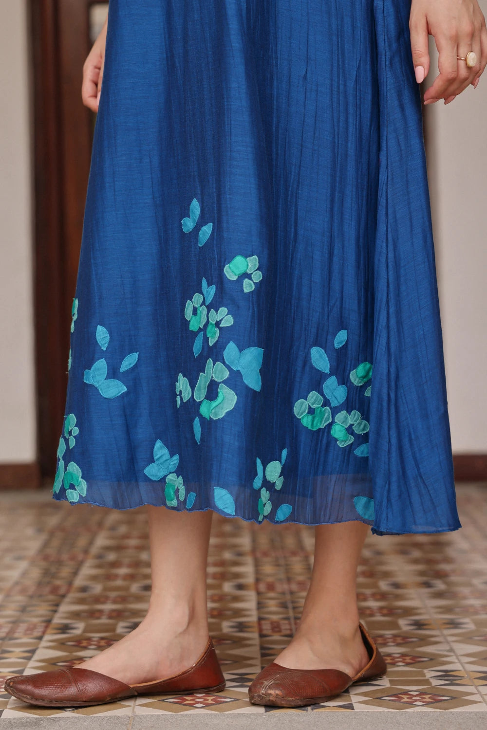 Indigo Pintuck Dress