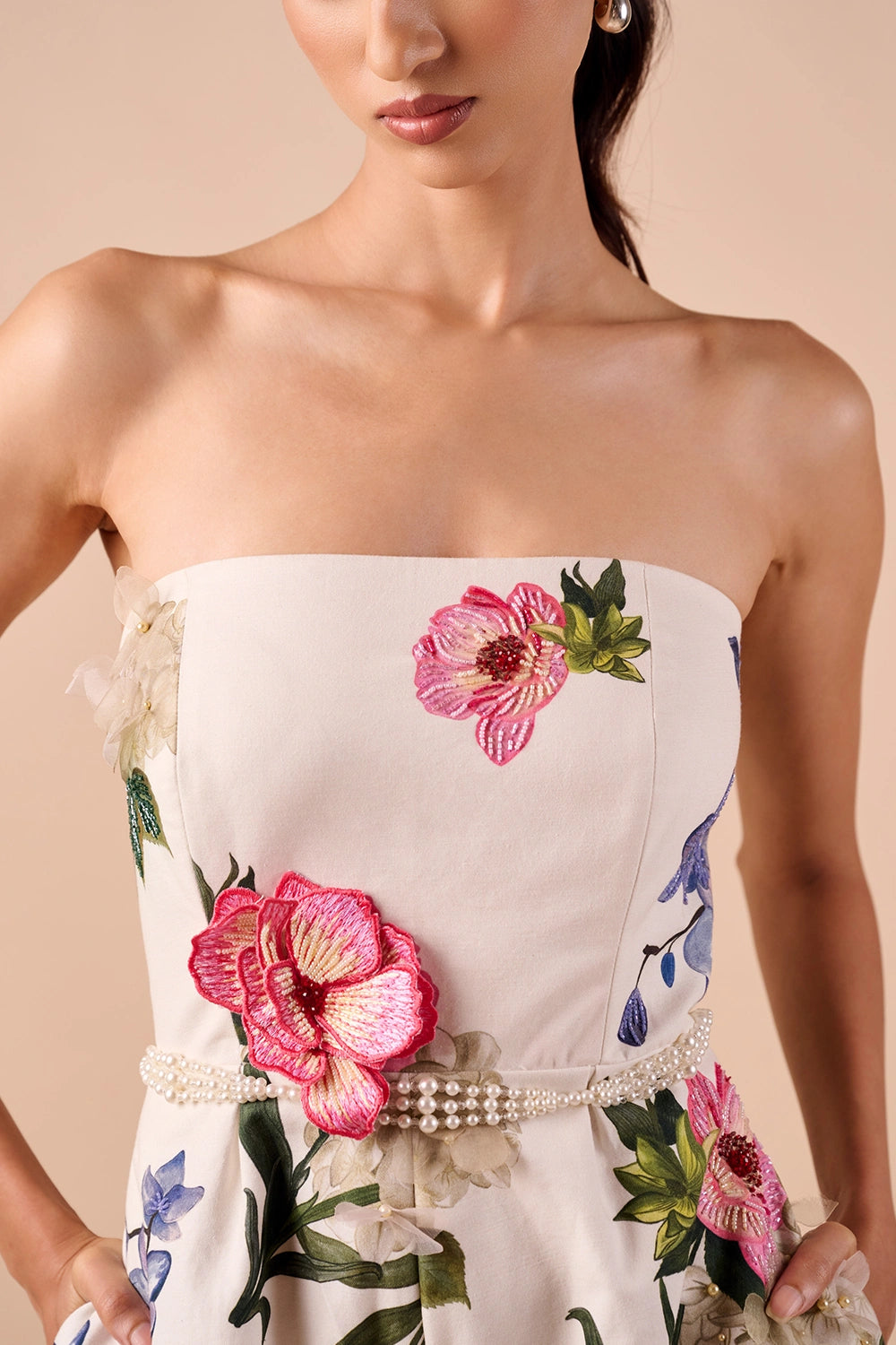 Strapless Jumpsuit with Belt
