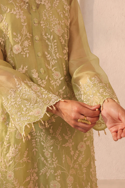 Vaayu Green Heavy Jaal Kurta Set
