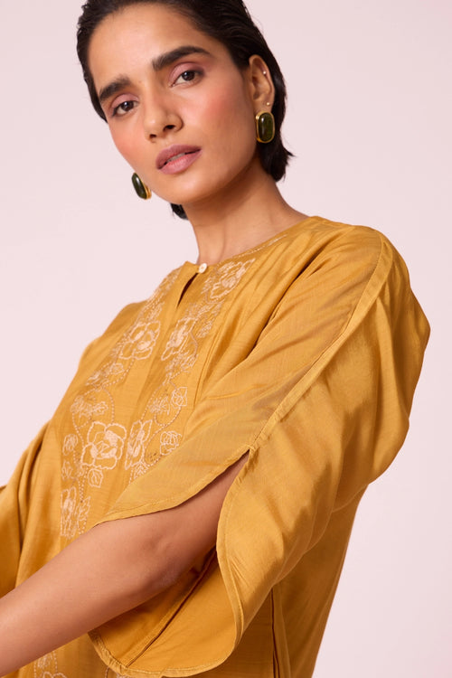Zarah Yellow Embroidered Dress