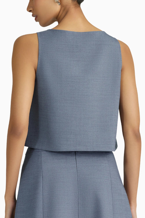 Blue Suiting Cropped Sleeveless Top