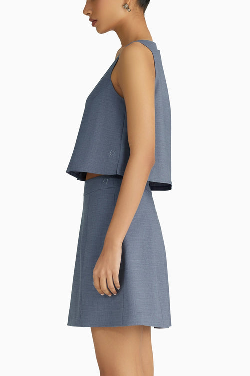 Blue Suiting Mini Skirt
