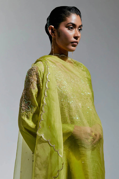 Henna Scalloped Organza Dupatta