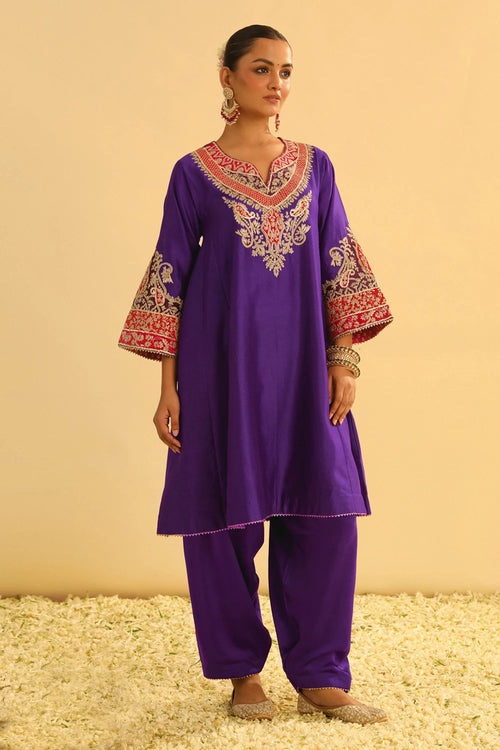 Mehrish Purple Chauga with Salwar