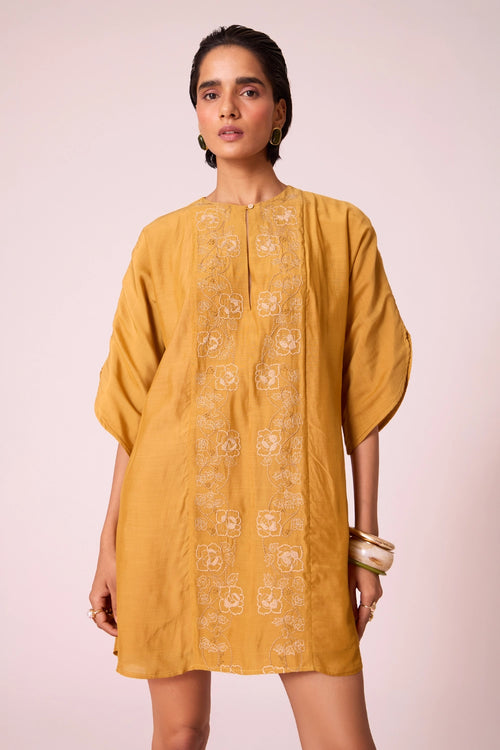 Zarah Yellow Embroidered Dress