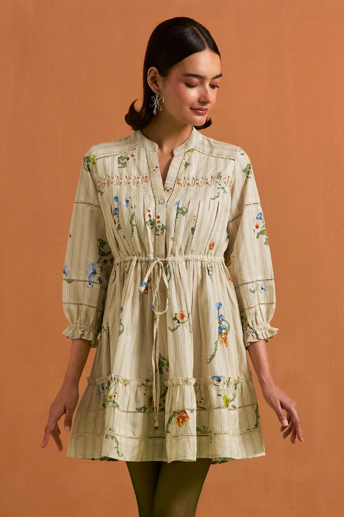 Ivory Verdant Mini Stripe Dress
