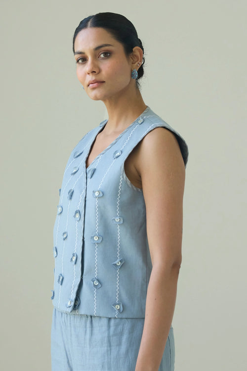 Bree Blue Vest Coat