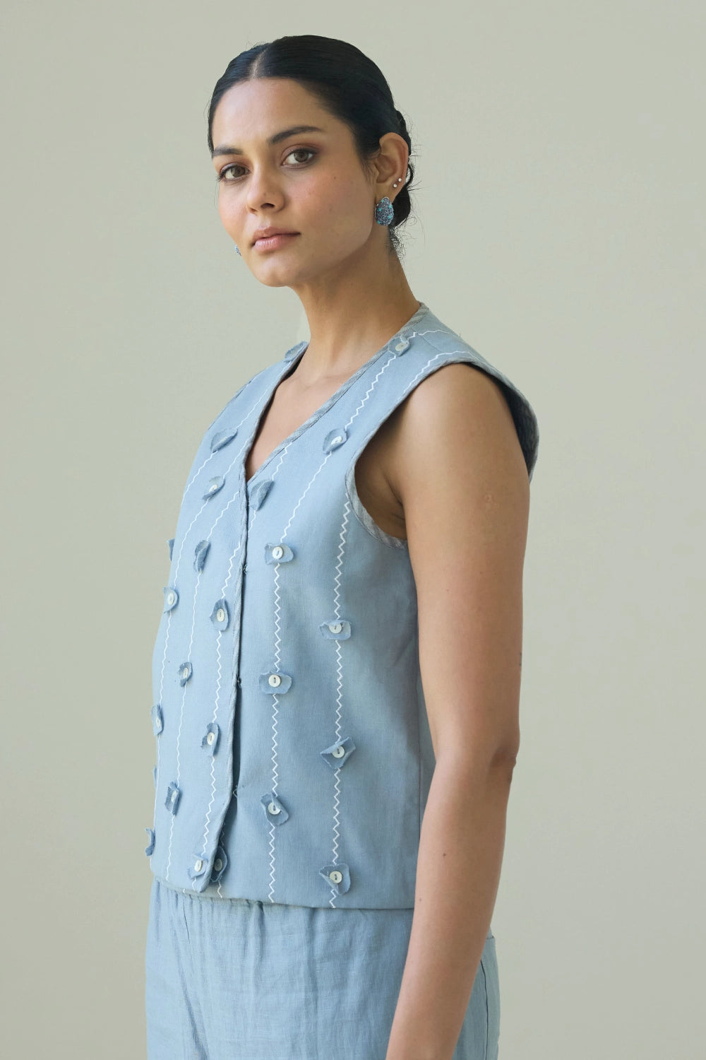 Bree Blue Vest Coat