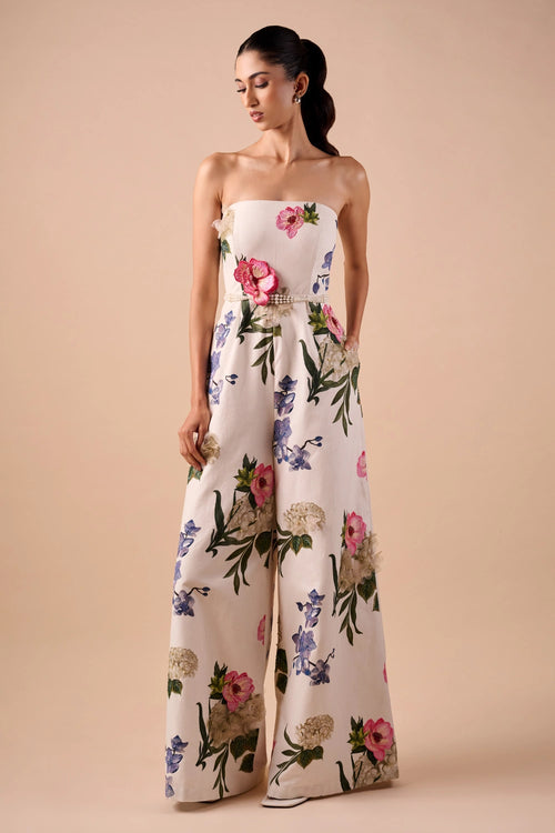 Strapless Jumpsuit with Belt