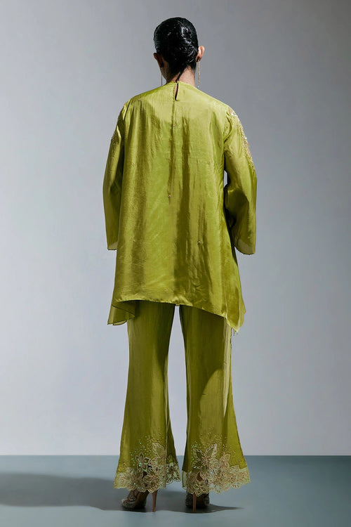 Henna Floral Threadwork Silk Co-ord Set
