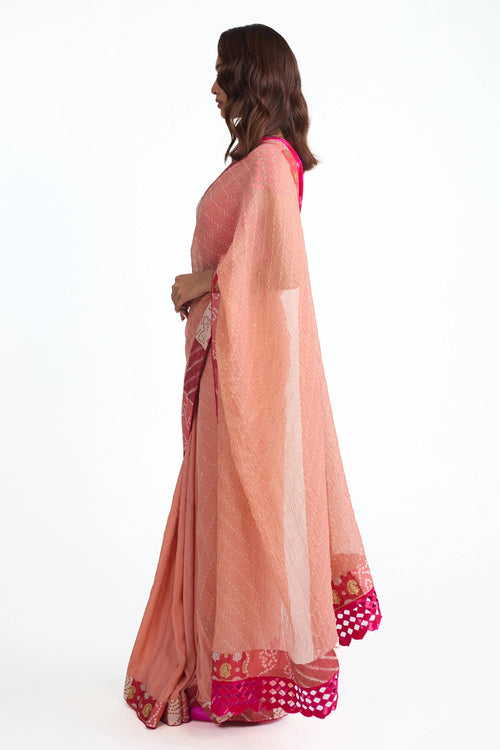 Bandhani Chanderi Saree