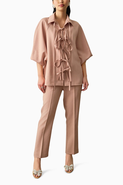 Blush Luxe Tie-Front Co-ord Set
