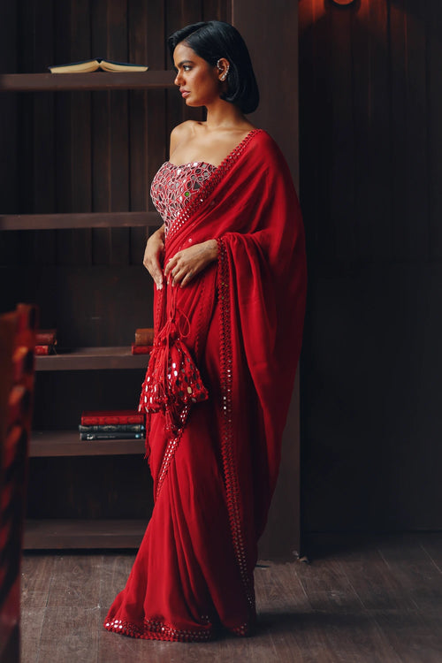 Georgette Scalopped Saree