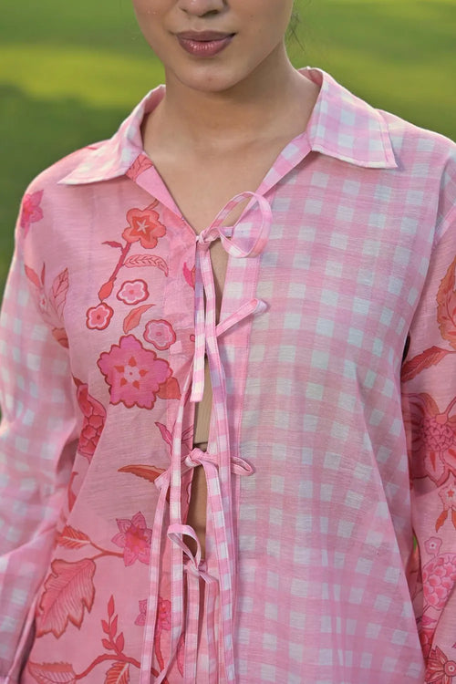 Pink Cotton Chanderi Co-ord