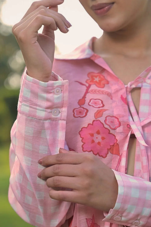Pink Cotton Chanderi Co-ord