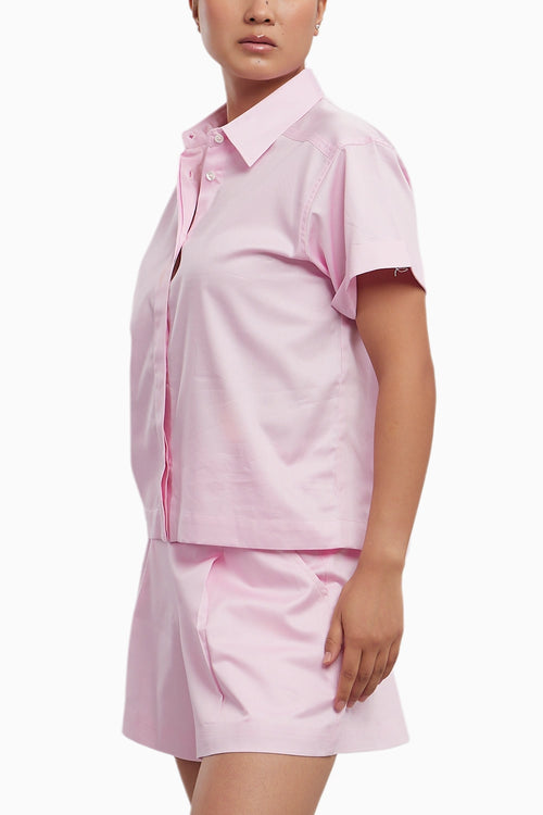 Pink Pastel Crop Shorts Set