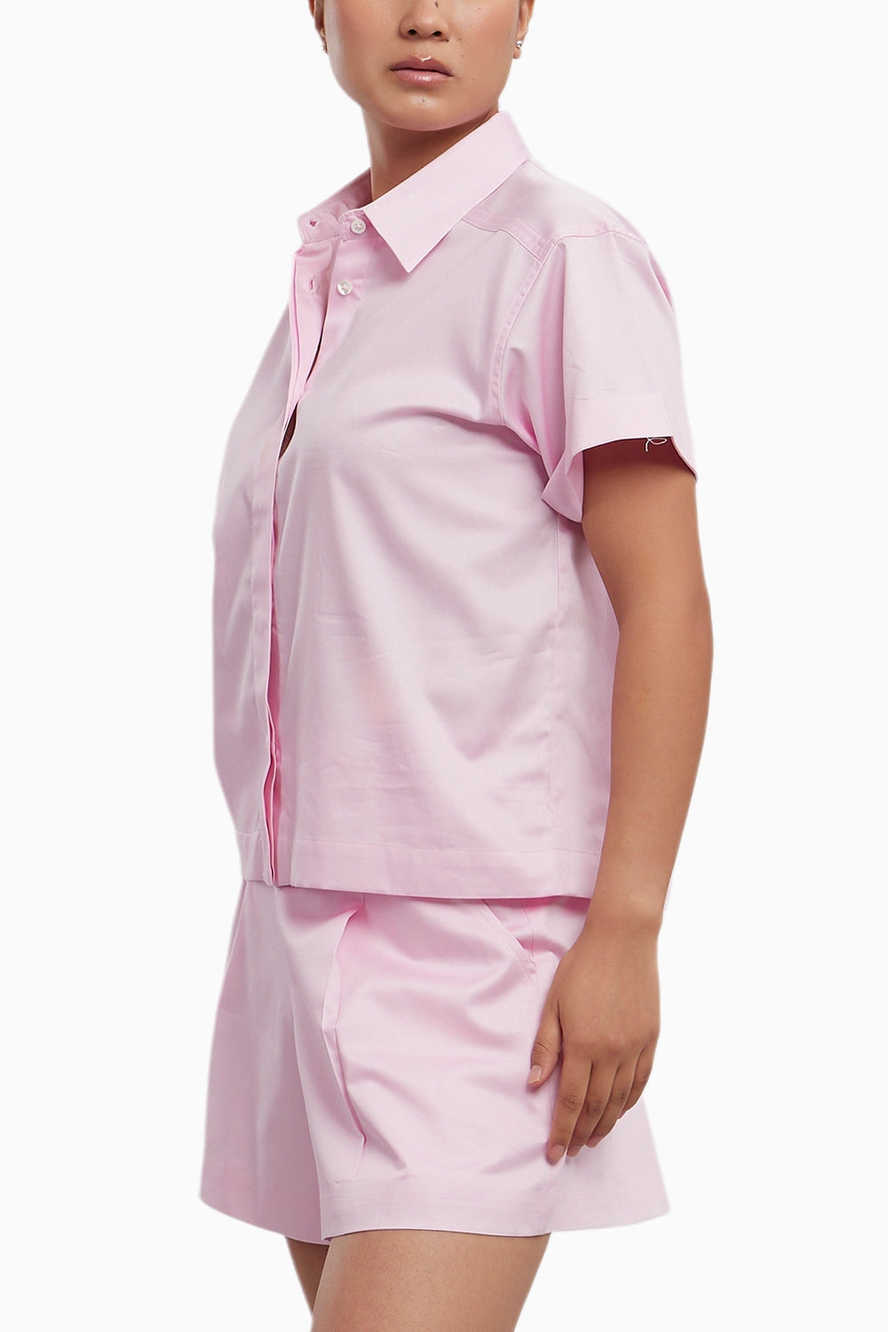 Pink Pastel Crop Shorts Set