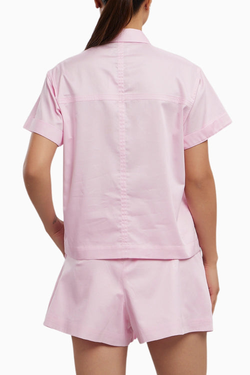 Pink Pastel Crop Shorts Set