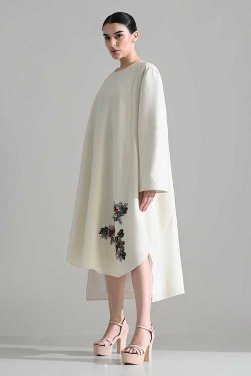 Ivory Dress With Embroidered Motifs