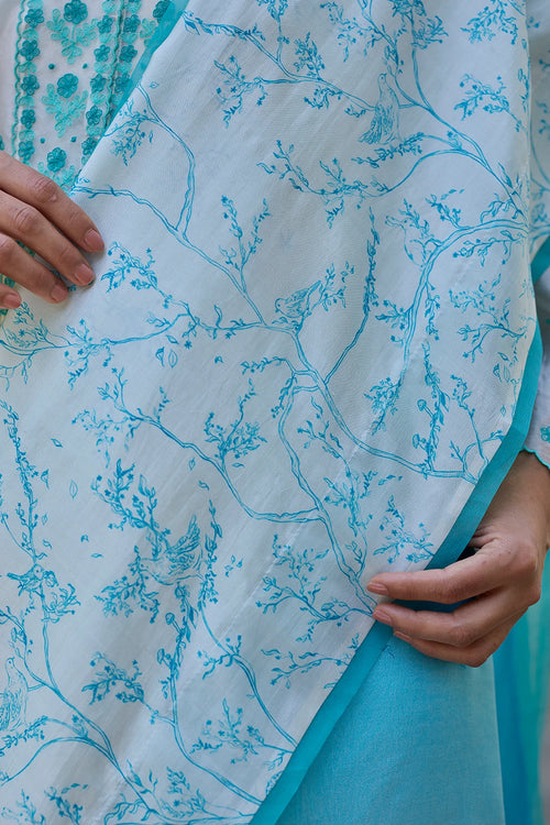Once-Upon-a-Garden Blue Saree With Blouse