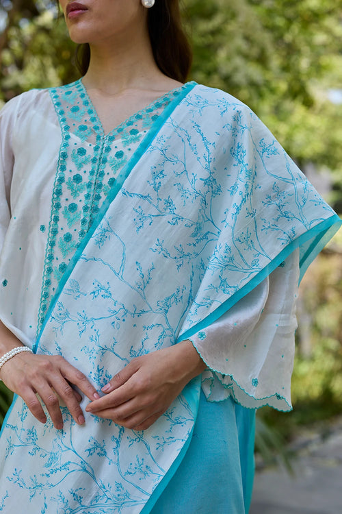 Once-Upon-a-Garden Blue Saree With Blouse