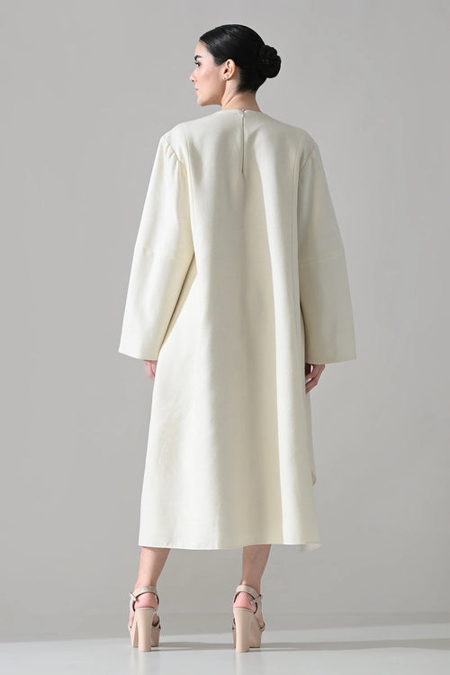 Ivory Dress With Embroidered Motifs