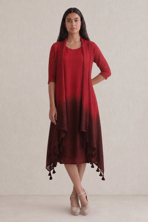 Red Pyramid Ombre Mykonos Dress Set