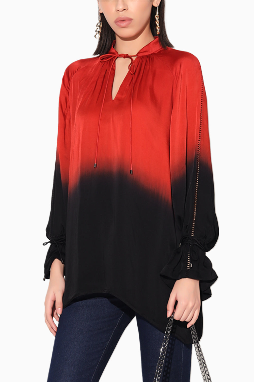 Hanako Red and Black Ombre Top