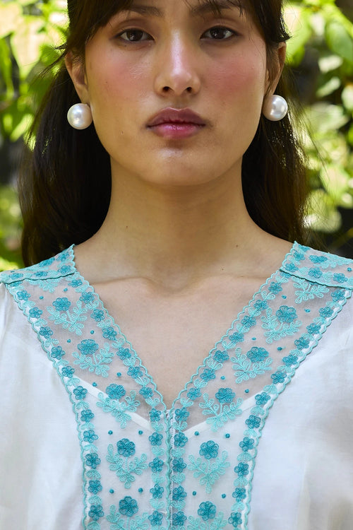 River Fork Ivory Embroidered Blouse