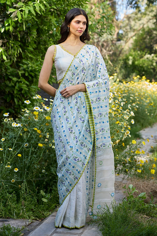 Hidden Orchard Ivory Saree With Blouse
