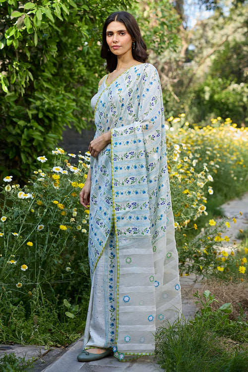 Hidden Orchard Ivory Saree With Blouse