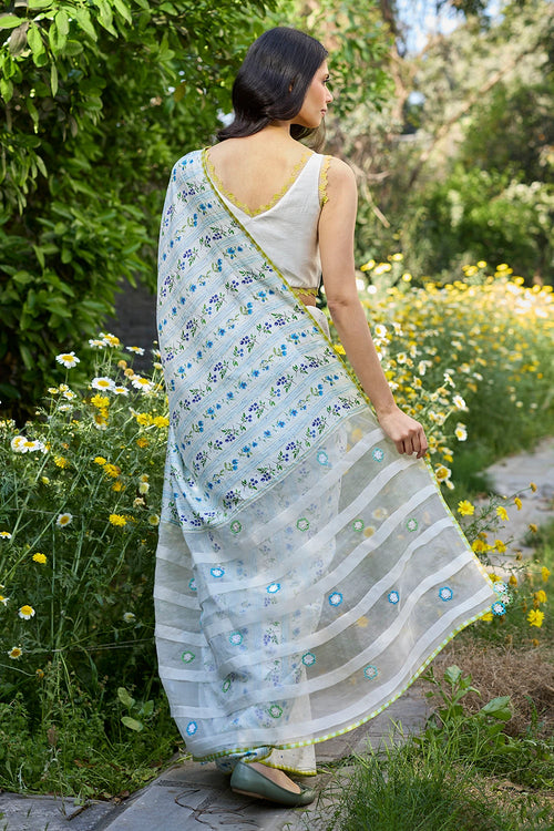Hidden Orchard Ivory Saree With Blouse