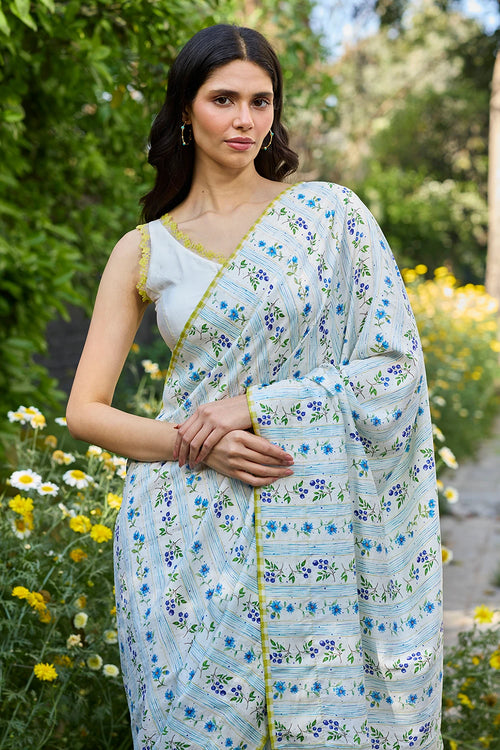 Hidden Orchard Ivory Saree With Blouse