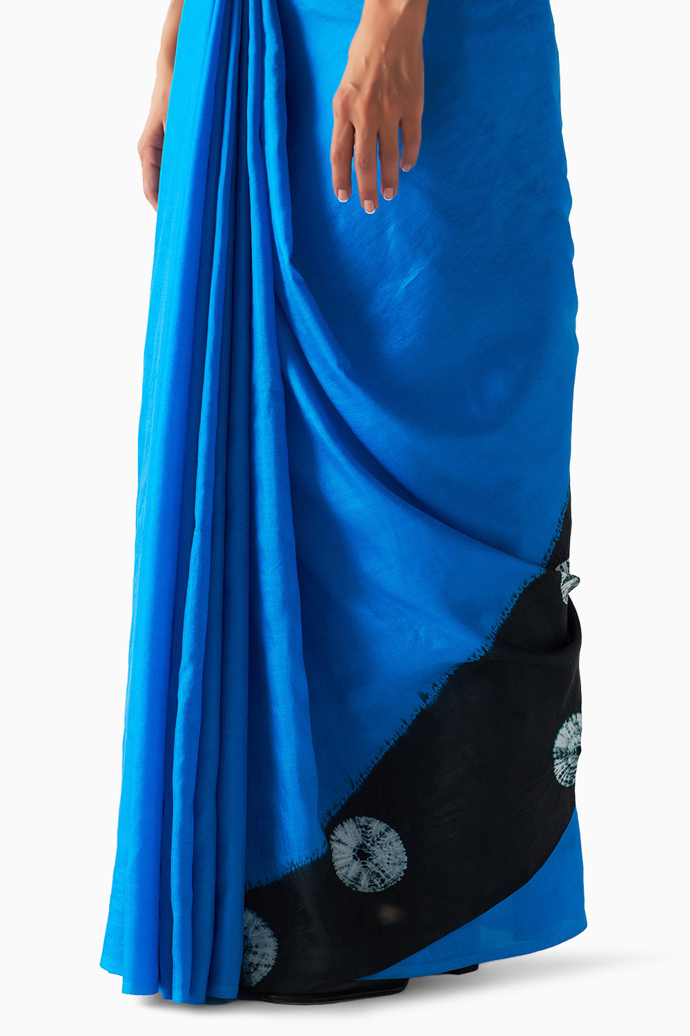 Methyl Blue Black Segment Polka Saree