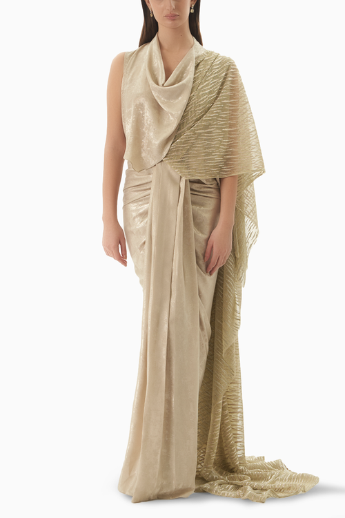 Champagne Drift Saree Set